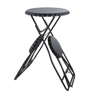 English Elm 57.5x23.6x39.8" Black Stowable Side Table and Two Seats - Industrial 3-Tier Display, Space-Saving Seating Solution W2078P282277