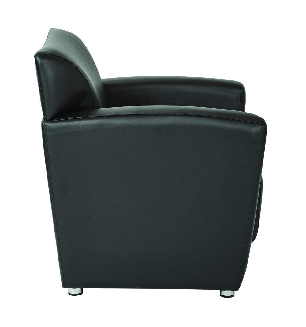 OSP Home Furnishings Club Chair in Faux Leather with Silver Legs for Modern Office or Living Room Seating SL2911S-U6