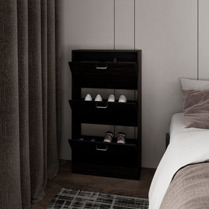 English Elm Hesston Vertical Shoe Rack Organizer for Entryway Black – 3-Tier Space-Saving Ventilated Storage B092P306240