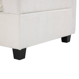 English Elm 90" U-shaped Sectional Sofa Modular Couch with Movable Ottoman, Hidden Charging Coffee Table, Durable Comfort White N719S001780K