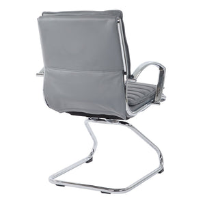 OSP Home Furnishings Guest Faux Leather Office Chair with Chrome Sled Base and Ergonomic Lumbar Support Charcoal SPX23595C-U42