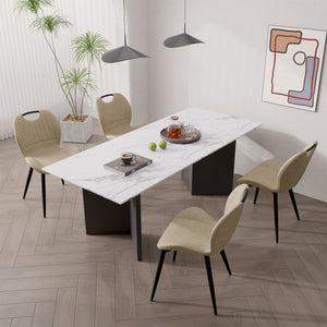 English Elm Dining Chair Set Of 2 Modern Pu Leather Armless Side Chairs With Comfy Backrest And Solid Wood Legs T3950P396418