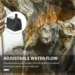 English Elm Outdoor Three Tier Bear Beehive Garden Fountain with Led Lights and Adjustable Pump T3971P390424