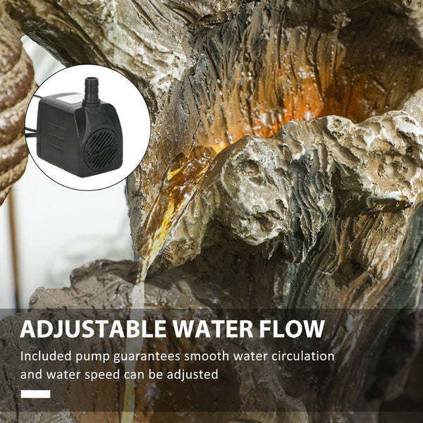 English Elm Outdoor Three Tier Bear Beehive Garden Fountain with Led Lights and Adjustable Pump T3971P390424