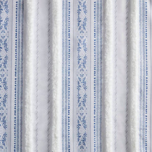 English Elm Poly Printed Curtain Panel With Tufted Stripe & Lining – Elegant White/Navy 50X84" For Any Room B035P268157-GIGA