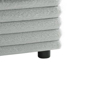 English Elm Jenny Plush Polyester 40 in. Square Ottoman - Gray Ultra-Plush Cord Fabric, Down-Fiber Topper & Hardwood Frame B050P408897