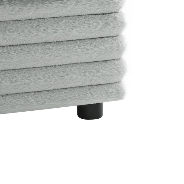 English Elm Jenny Plush Polyester 40 in. Square Ottoman - Gray Ultra-Plush Cord Fabric, Down-Fiber Topper & Hardwood Frame B050P408897