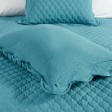 Madison Park Nala Casual 3 Piece Scalloped Edge Crinkle Microfiber Quilt Set MP13-8196 Teal