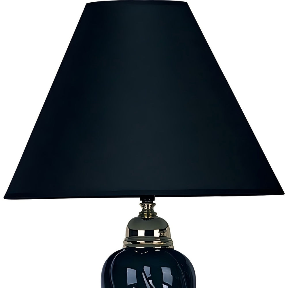 English Elm 22" Ceramic Table Lamp Urn-Shaped Black-Burgundy Glazed Base with Gold Trim, Linen Empire Shade, 3-Way Switch B072116035