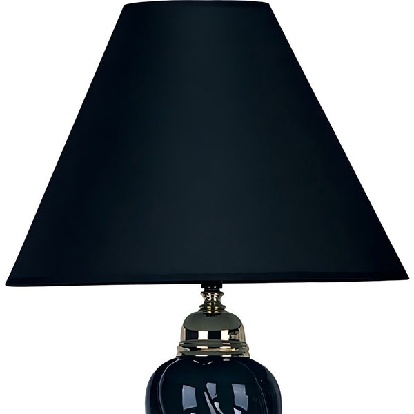 English Elm 22" Ceramic Table Lamp Urn-Shaped Black-Burgundy Glazed Base with Gold Trim, Linen Empire Shade, 3-Way Switch B072116035