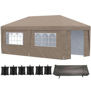 English Elm Outsunny 10' X 19.5' Adjustable Pop-Up Canopy Tent With Sidewalls, Uv30+ Protection, Wheeled Bag W2225P217652-GIGA