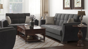English Elm PrimeNest NimbusFlow Collection Upholstered Convertible Loveseat with Storage, Sleeper, Chenille Comfort Black B030P281732