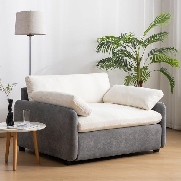 English Elm 50*43" Oversized Chenille Armchair With Plush Pillows, Modern Color-Block Accent Chair, Cozy Lounge N723P235042E-GIGA