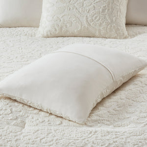 JLA Home Madison Park - 3 Tufted Ivory Comforter Set with Medallion & Border Texture, Hypoallergenic Microfiber for Easy Care 90 L x 90 W x 1.5H MP10-8375