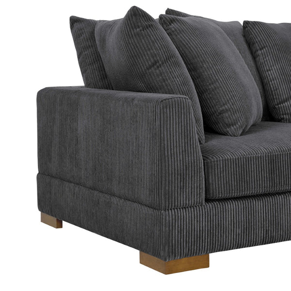 English Elm Large Corduroy Modular Sectional Sofa Sleeper with Ribbed Texture for Open Living Dark Gray B2748S00010