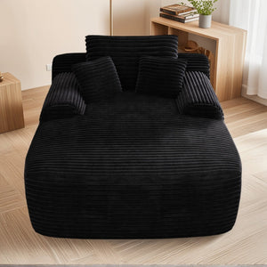 English Elm Convertible Corduroy Chaise Lounge Sleeper Chair with Pillows for Bedroom Living Room W3975P476125
