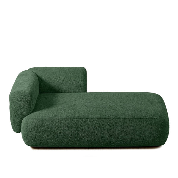 English Elm Upholstered Boucle Chaise Lounge with Wood Legs for Bedroom or Living Room W5515P437359