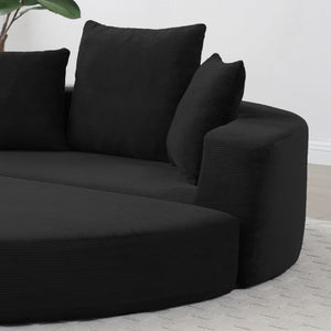 English Elm Convertible Corduroy Floor Futon Sofa Foldable Foam Lounge Bed for Any Room Black W2677P487204