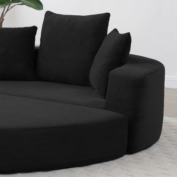 English Elm Convertible Corduroy Floor Futon Sofa Foldable Foam Lounge Bed for Any Room Black W2677P487204