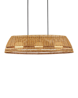 Currey & Company Barbary Oval Outdoor Chandelier - Handwoven Durable Wicker, Adjustable Height, Stylish Illumination Natural All,Weather Wicker ,Metal ,Glass 9500-0021-currey-company