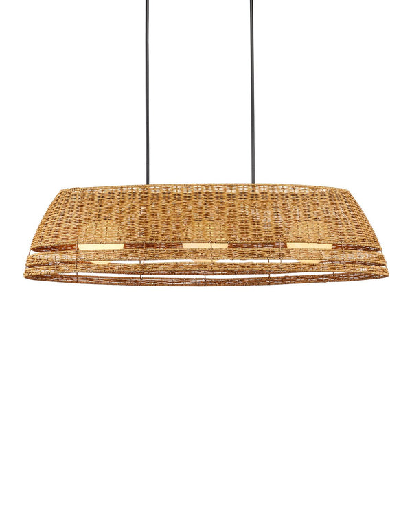 Currey & Company Barbary Oval Outdoor Chandelier - Handwoven Durable Wicker, Adjustable Height, Stylish Illumination Natural All,Weather Wicker ,Metal ,Glass 9500-0021-currey-company