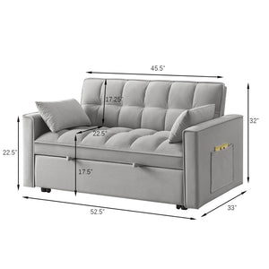 English Elm 4 Loveseat Sofa Bed with Storage Pockets & Armrests, Convertible Pull-Out Sleeper with Wheels, Tufted Comfort and Durable Frame for Small Spaces Gray W2186P166130