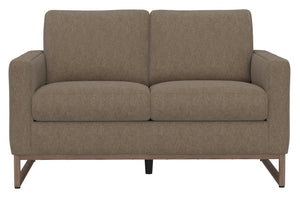English Elm Truffle Two Seat Loveseat with Taupe Upholstery and Sleek Metal Legs for Modern Spaces B361P482533