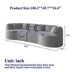 English Elm Curved Chenille Sectional Sofa Oversized Four Seat Cloud Foam Living Room Lounge W3505P355583