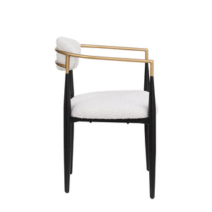 English Elm Dining Arm Chairs Set of 2 Gold Accent Iron Frame Upholstered Modern Minimalist N771P392272B
