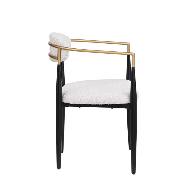 English Elm Dining Arm Chairs Set of 2 Gold Accent Iron Frame Upholstered Modern Minimalist N771P392272B