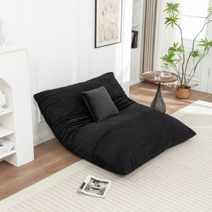 English Elm Floor bean bag chair corduroy lounger with removable washable cover, cozy adult & kid seating for home relaxation Black W1170P337429