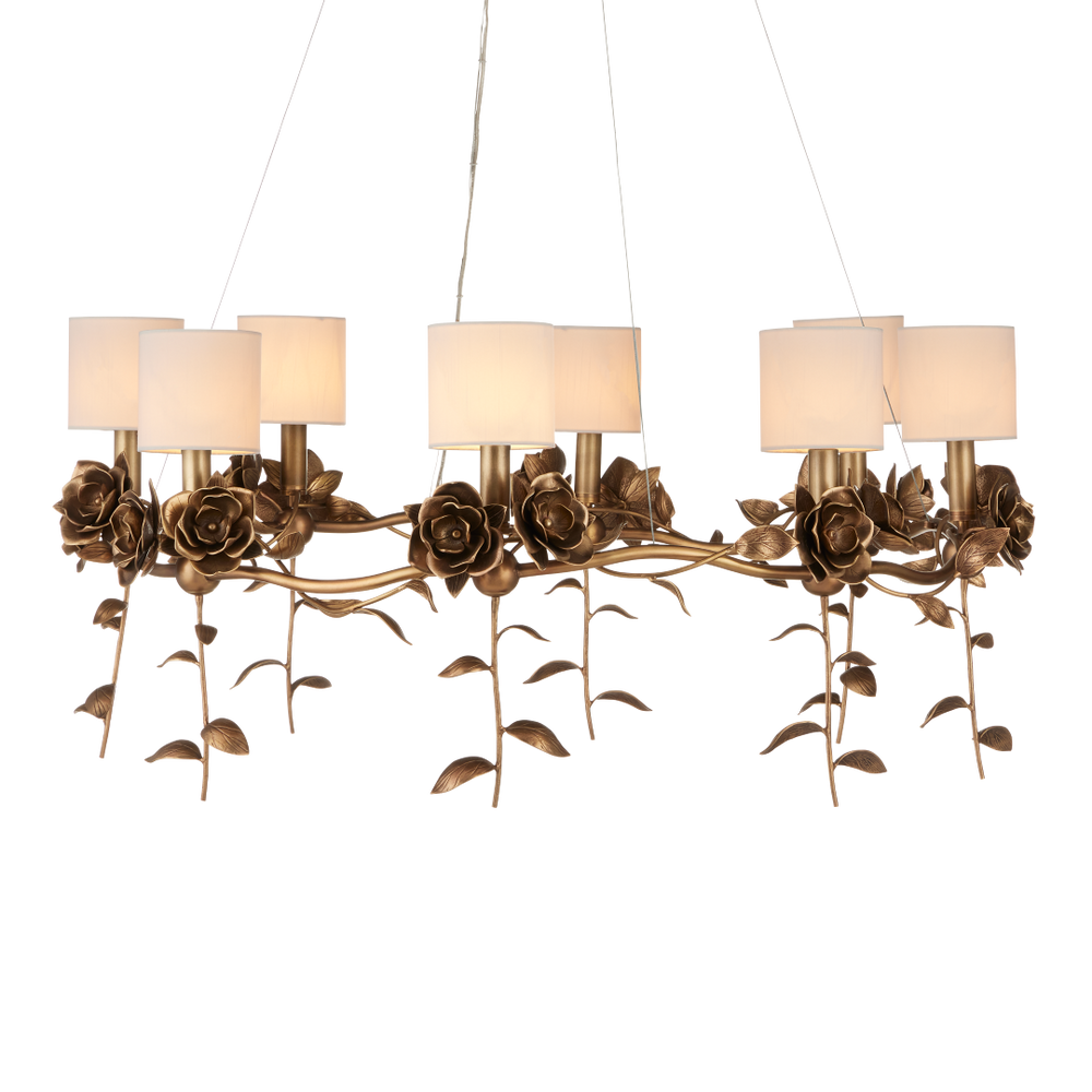 Rosabel Chandelier - Whimsical Antique Brass Blooming Design for Elegant Indoor Spaces, 12"x35"