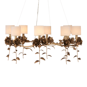 Rosabel Chandelier - Whimsical Antique Brass Blooming Design for Elegant Indoor Spaces, 12"x35"