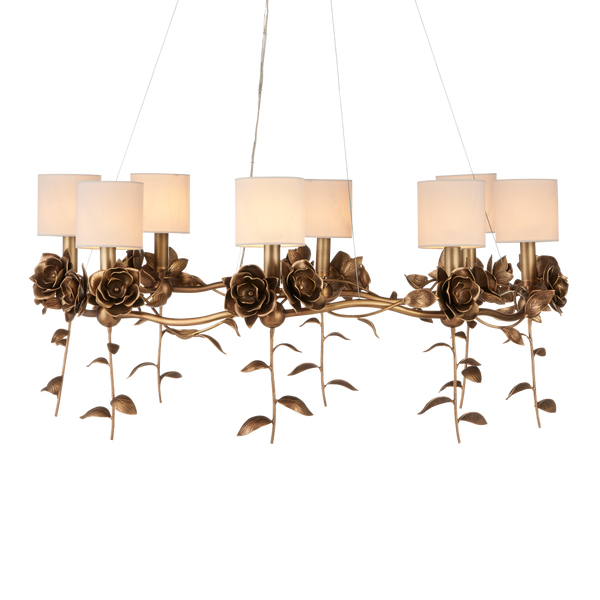 Rosabel Chandelier - Whimsical Antique Brass Blooming Design for Elegant Indoor Spaces, 12"x35"