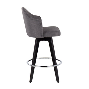 English Elm Ahoy 26" Contemporary Fixed-Height Counter Stools With Grey Fabric Seat & Chrome Footrest - Set Of 2 B202S00161
