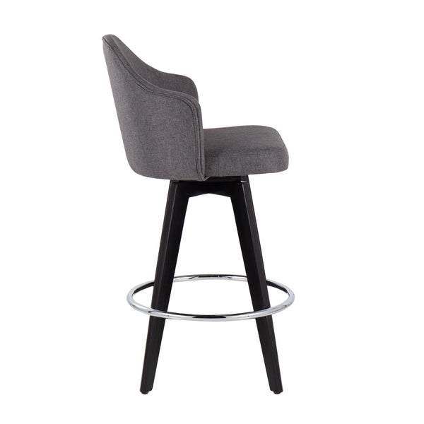 English Elm Ahoy 26" Contemporary Fixed-Height Counter Stools With Grey Fabric Seat & Chrome Footrest - Set Of 2 B202S00161