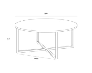 Sunpan Kiara Coffee Table - Elegant White Marble Top with Gunmetal Base, Modern Minimalist Design for Your Home Round - 38W x 38D x 17H