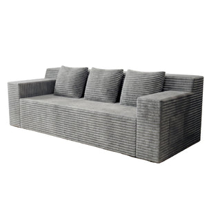 English Elm 71" Corduroy Modular Loveseat Deep Sink Cushions Two Seat Sofa for Apartments Light Grey W5571P465272