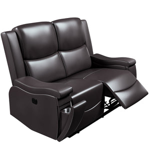 English Elm Recliner Plush 3-Seat Manual Sofa with Hidden Cup Holders, Headrest Support for Ultimate Comfort and Style Espresso 60 L x 31 W x 26 H B089P240486