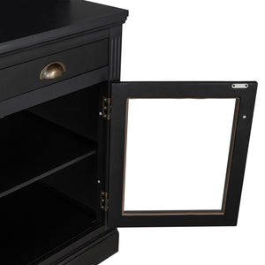English Elm 83.4"Tall Modern Bookcase With Glass Doors & Drawer - Stylish Storage For Living Room & Office Decor N751S323419B