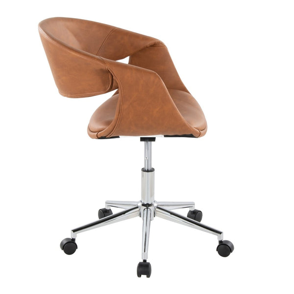 English Elm Task Chair with Chrome Five Star Base Grey Fabric Seat for Modern Home Office Use Camel,Chrome B202P474182