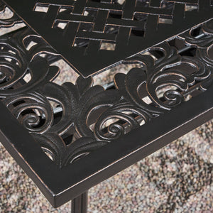 English Elm Christopher Knight Home® - PHOENIX Expandable Dining Table in Natural Copper Finish — Cast Aluminum, Lattice-Botanical Design, Extends to 84" for Outdoor Gatherings 64076.00