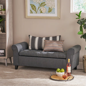 English Elm Christopher Knight Home® - HAYES Armed Storage Bench with Button-Tufted Diamond Stitch, Rolled Arms, Hidden Lift Storage, 50" Gray 59335.00DGY