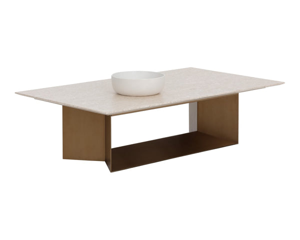 Sunpan SOLEEN Coffee Table - Elegant Marble Top with Brushed Gold Base for Modern Living Room Décor 112302
