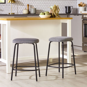 English Elm Walker Edison - Modern Counter Stool Set of 2 with Upholstered Foam Seats, Powder-Coated Steel, Stable Levelers Charcoal grey 30.75 L x 21.75 W x 5.75 H B185P168931