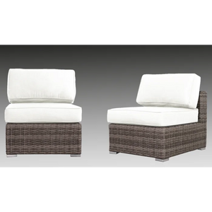 English Elm Rattan Grey Mix 2-Person Wicker Seating Set — Deep-Seat Aluminum Frame Chairs, Washable Cushions, Fully Assembled (40x27x29) B120P206067