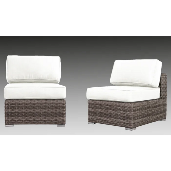 English Elm Rattan Grey Mix 2-Person Wicker Seating Set — Deep-Seat Aluminum Frame Chairs, Washable Cushions, Fully Assembled (40x27x29) B120P206067