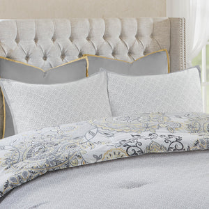 JLA Home Madison Park - 8 Botanical Cotton Reversible Comforter Set with OEKO‑TEX Safety, Watercolor Floral Medallion Chic 90 L x 90 W x 1.5H MP10-8155