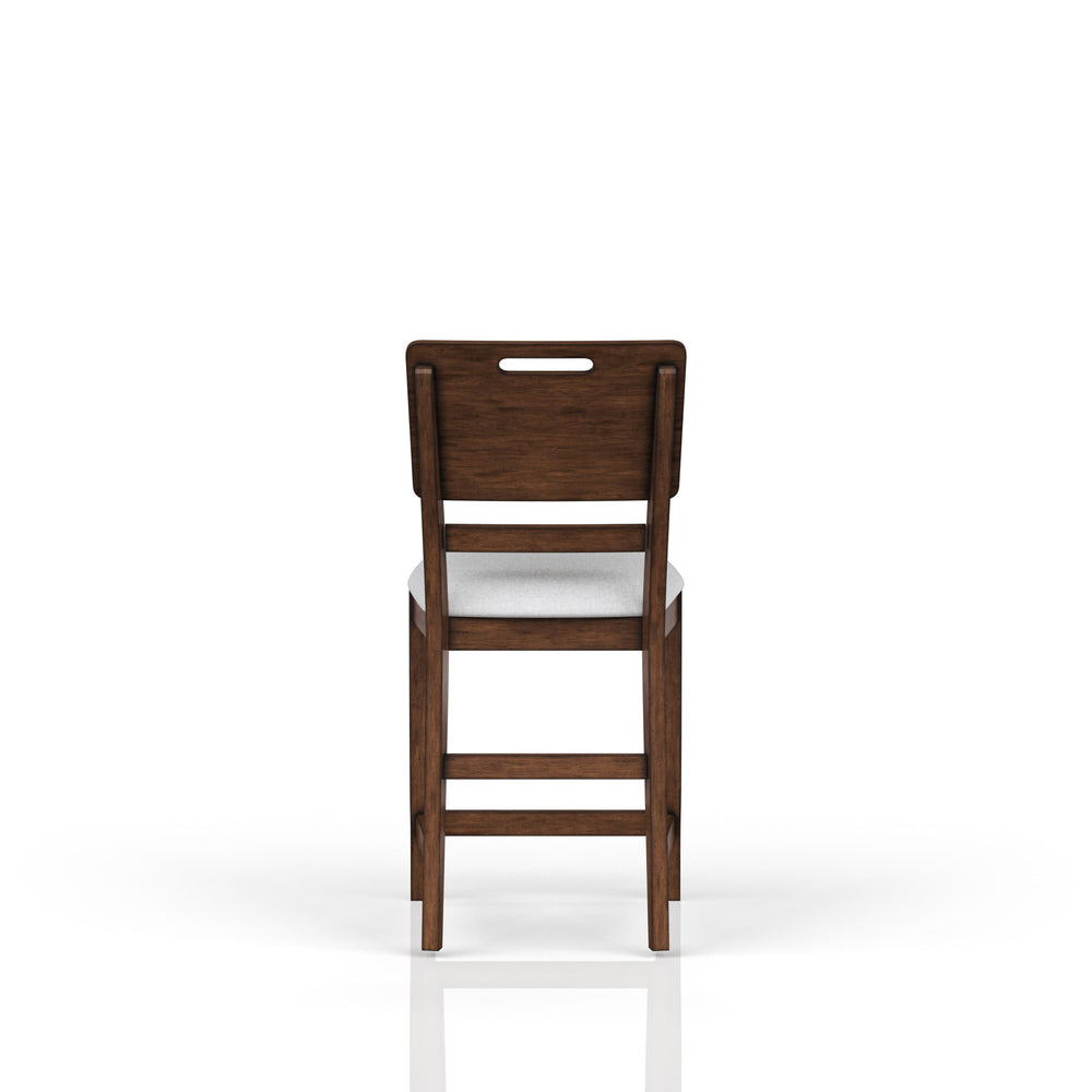 English Elm Casual Solid Wood Counter Stools Set of 2 Brown Finish Tray Back Upholstered Seats for Kitchen B2699P218284