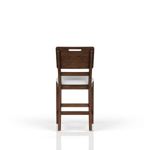 English Elm Casual Solid Wood Counter Stools Set of 2 Brown Finish Tray Back Upholstered Seats for Kitchen B2699P218284